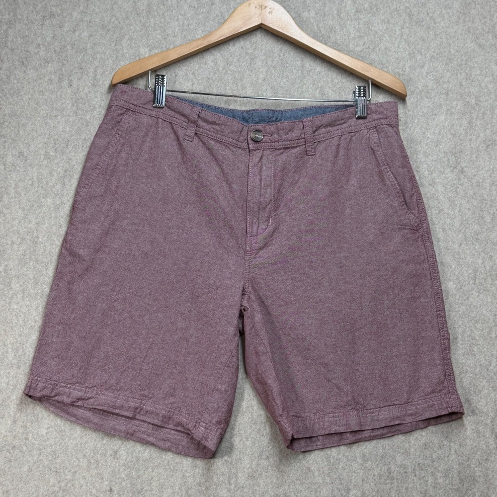 14th & Union Mens 34 Slim Fit Cotton Shorts Burgundy Heathered Dark Academia
